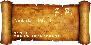 Pankotai Pál névjegykártya